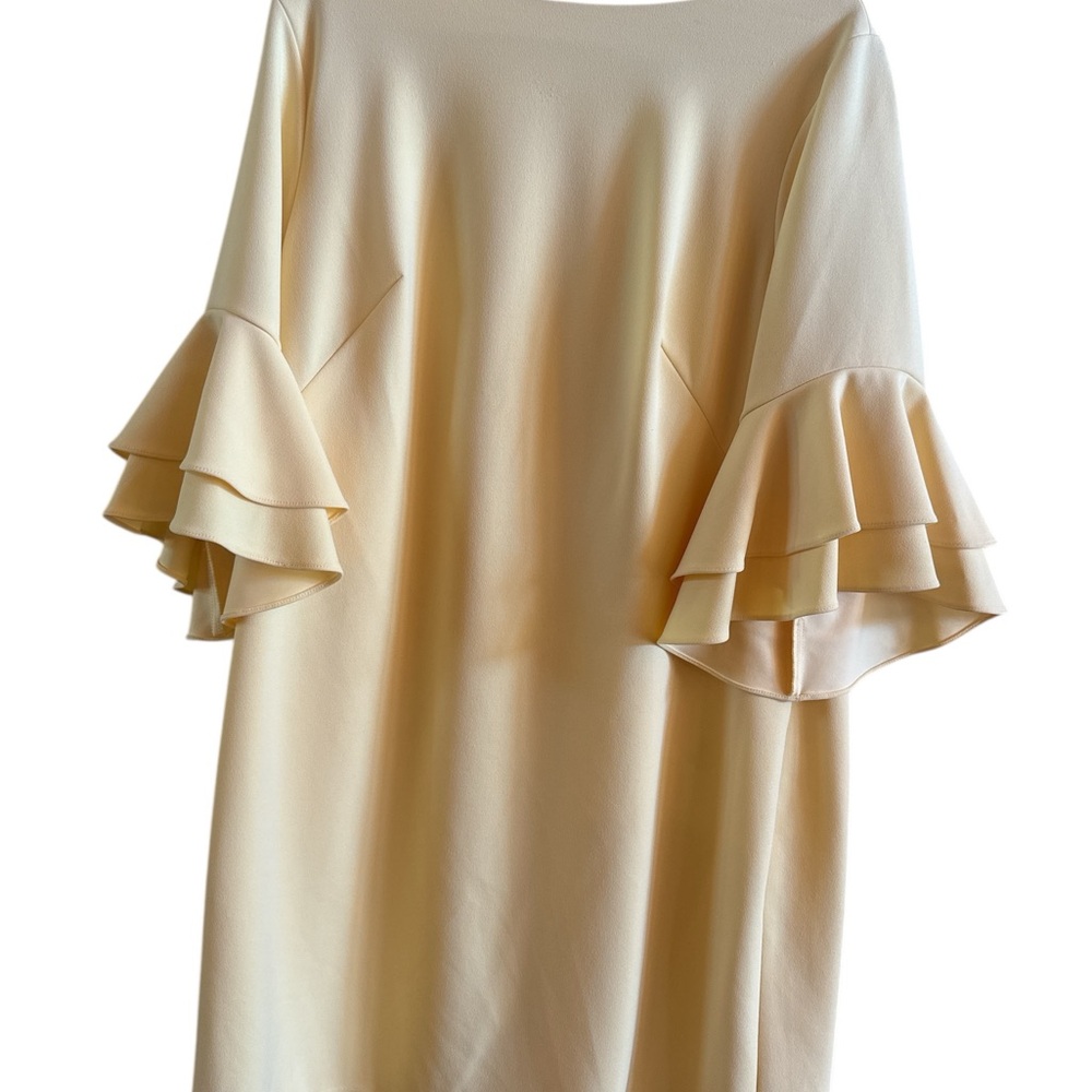 Lauren Ralph Lauren Retro Woman’s Sz16W Butter‎ Yellow Flared Ruffled Sleeves